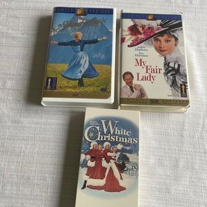 3 VTG Classic VHS Tapes - The Sound of Music, My Fair Lady, & White Christmas